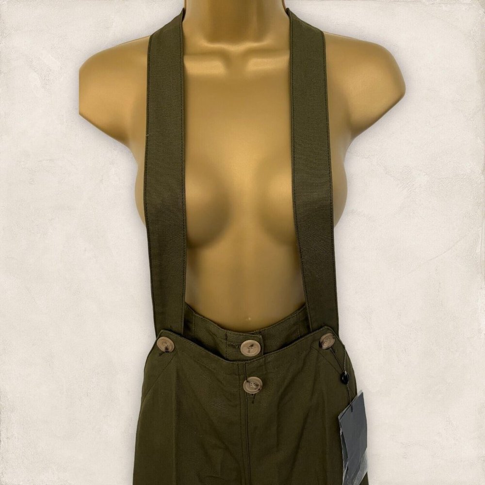 Alexander McQueen MCQ Khaki Canvas Trousers, Braces UK 4 US 0 EU 36 RRP £1075 - Picture 3 of 4